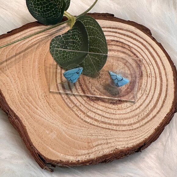 Turquoise Howlite Stud Earrings - Picture 2 of 3